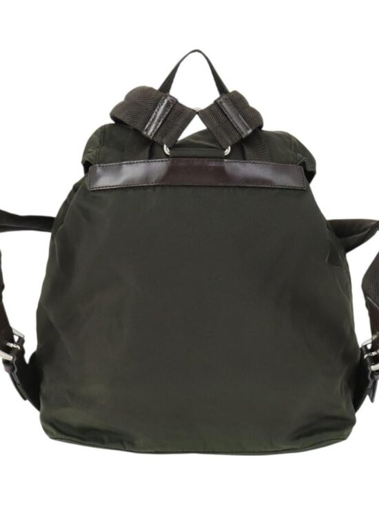 PRADA Backpack Nylon Khaki Silver Auth 168379 main image 7